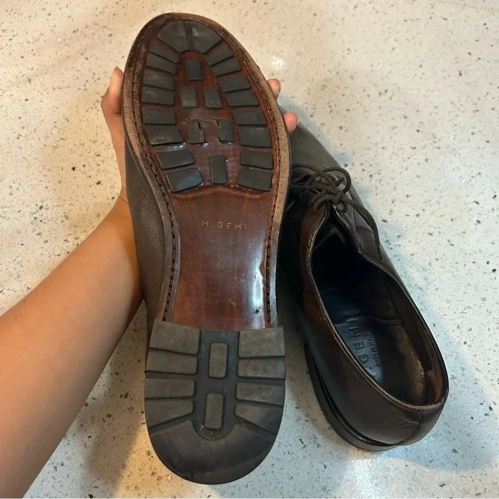 M. Gemi Brown Pebbled Leather Derby Oxford Dress Shoe​​​